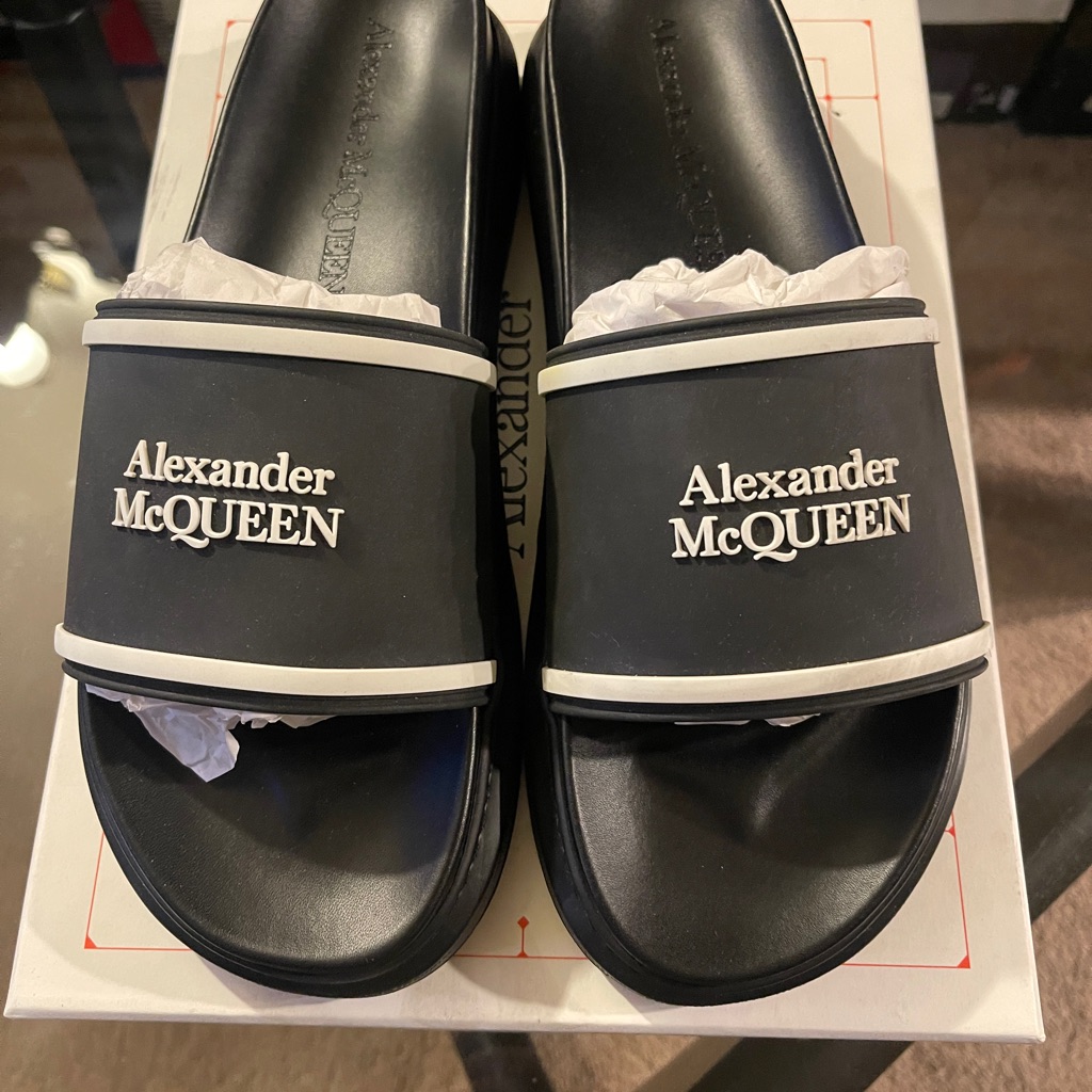 Alexander Mcqueen Leather Slides Brand New 9 42